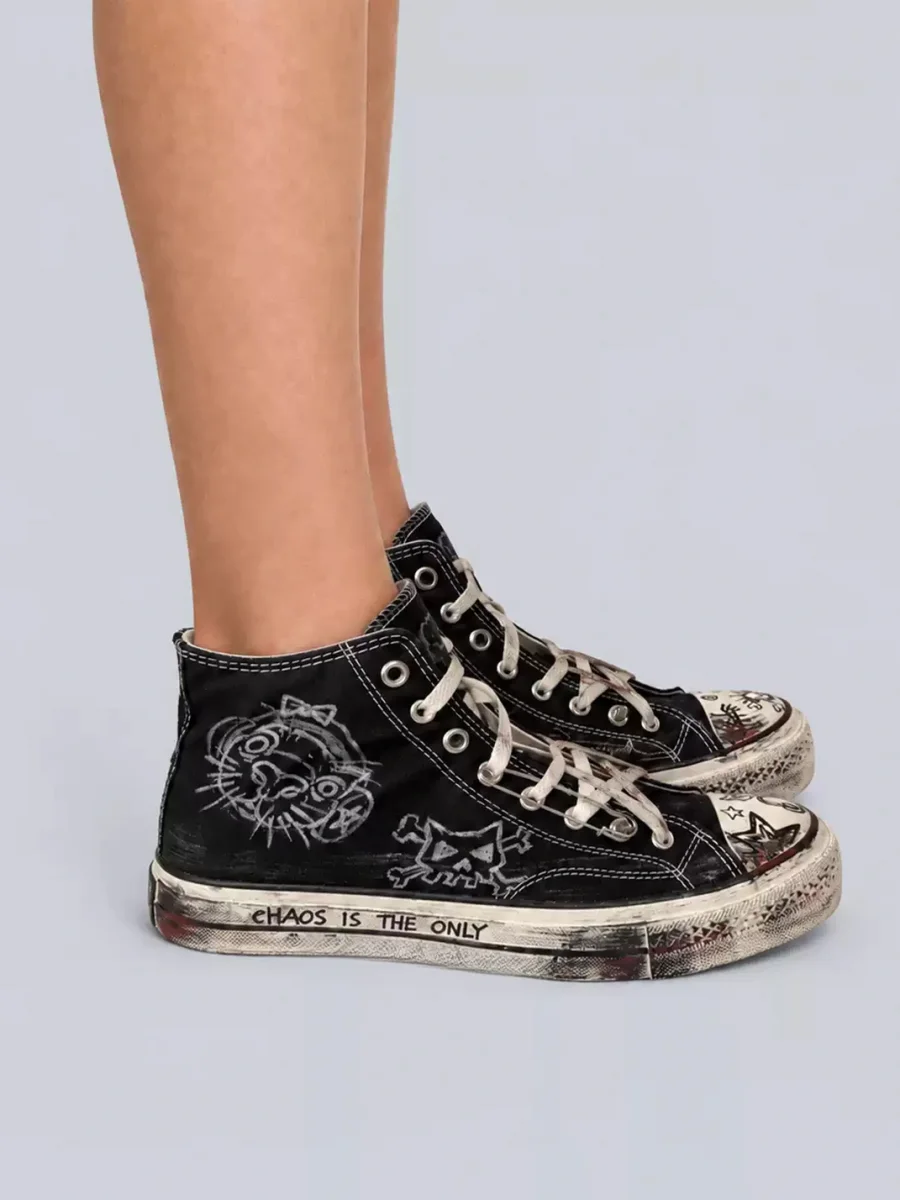 Rs by RebelSeed | Hand-Painted Distressed High-Top Canvas Sneakers - 3
