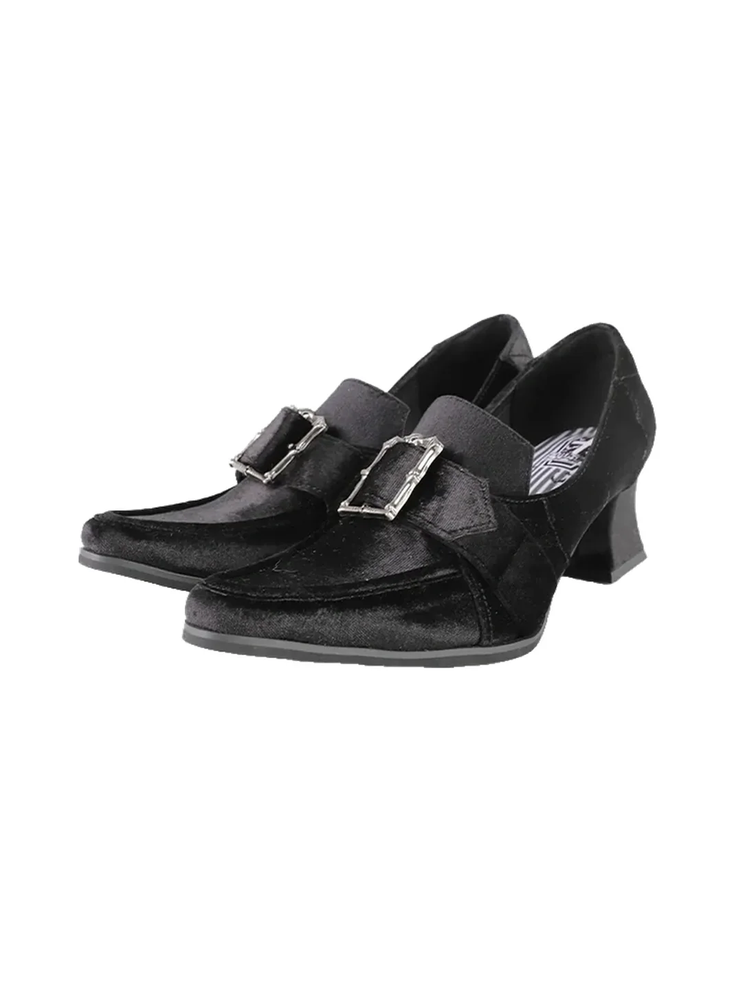 EvilStar | Gothic Black Velvet Goblet-Heel Mary Jane Shoes