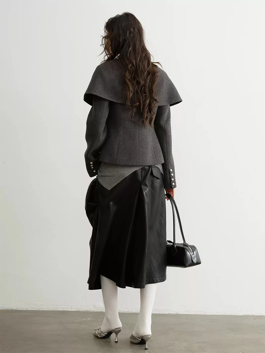 Jnylon studios | Pleated Faux Leather Wide-Leg Shorts With Dimensional Pockets