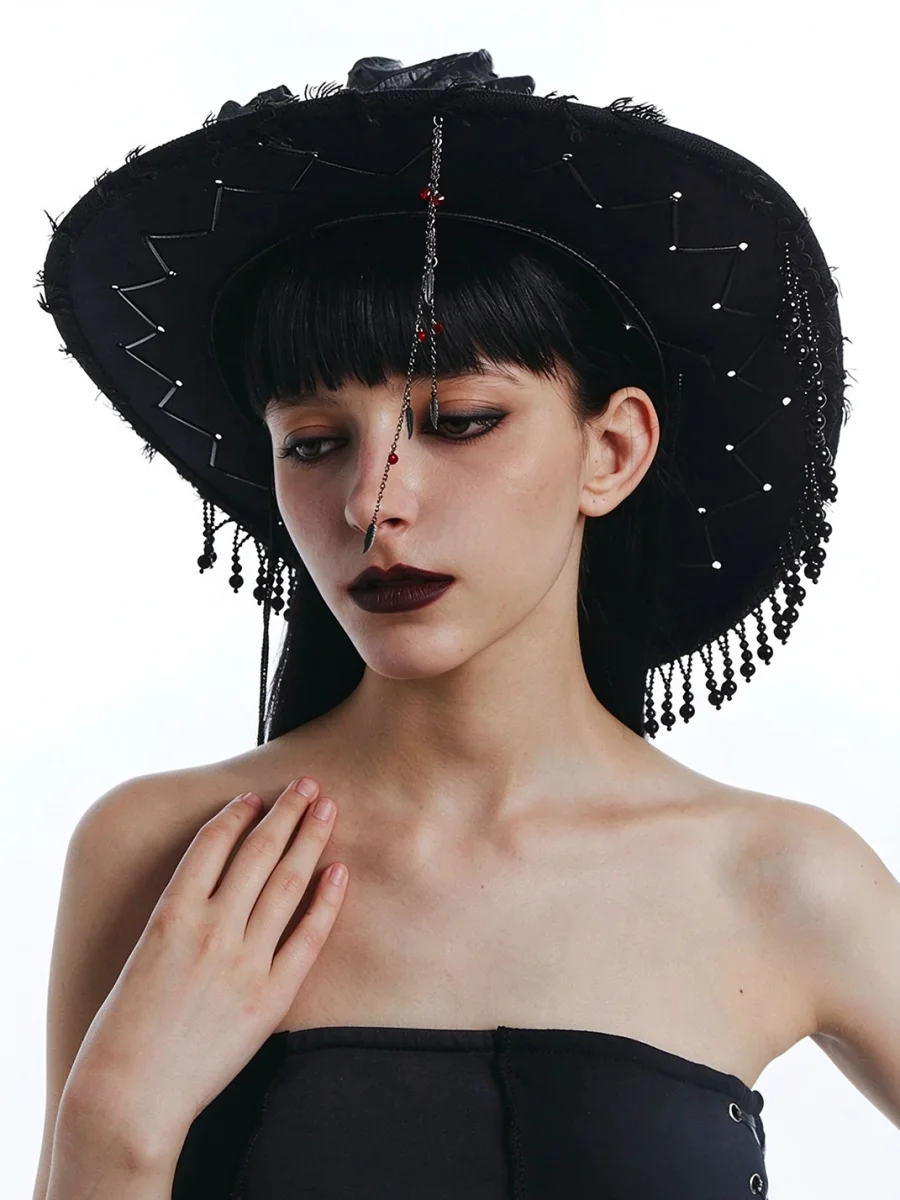 OCTO VITA | Gothic Skull Feather Cowboy Hat - 3