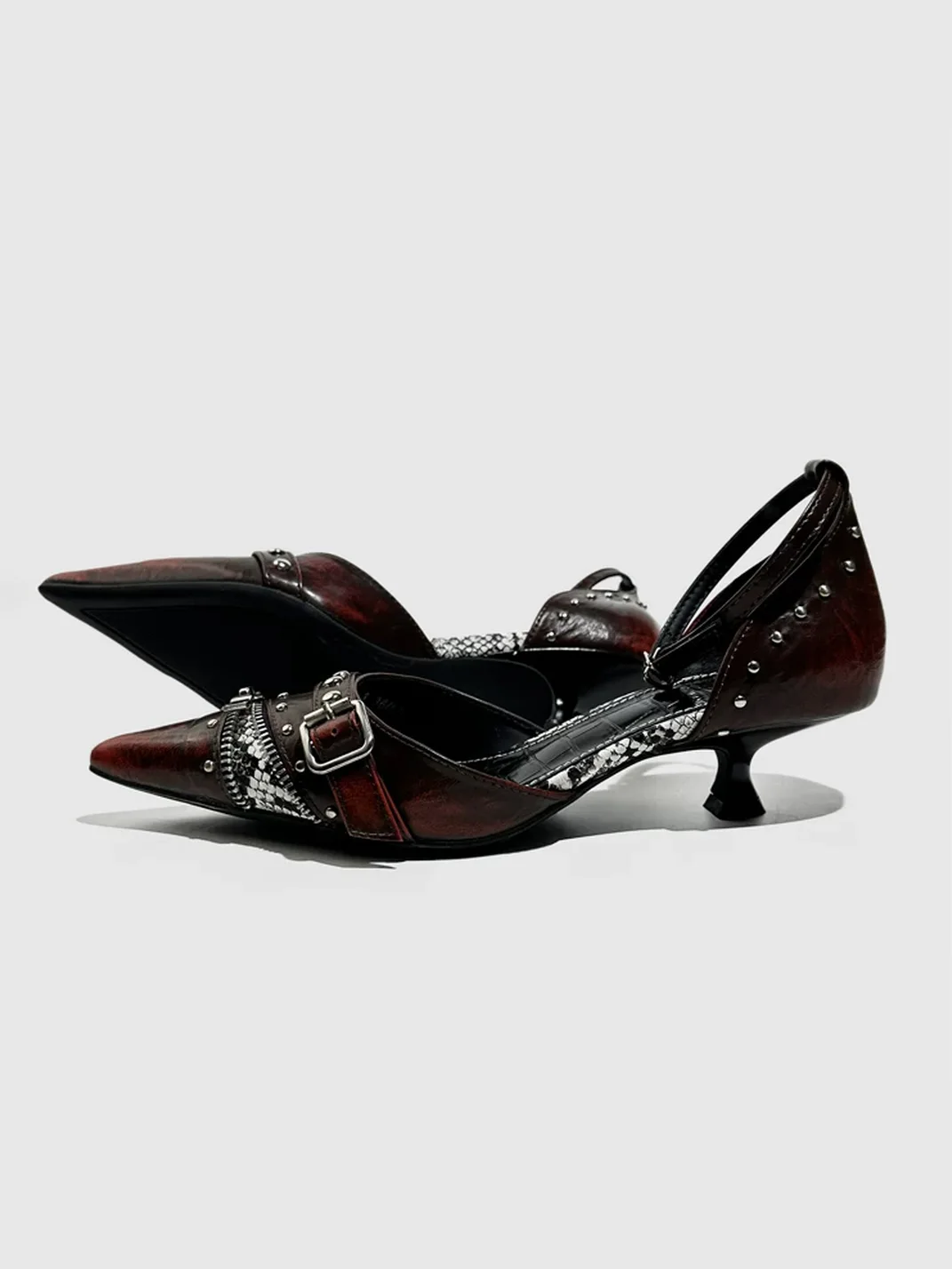 Visual focus | Studded Zip Detail Mary Jane Heels