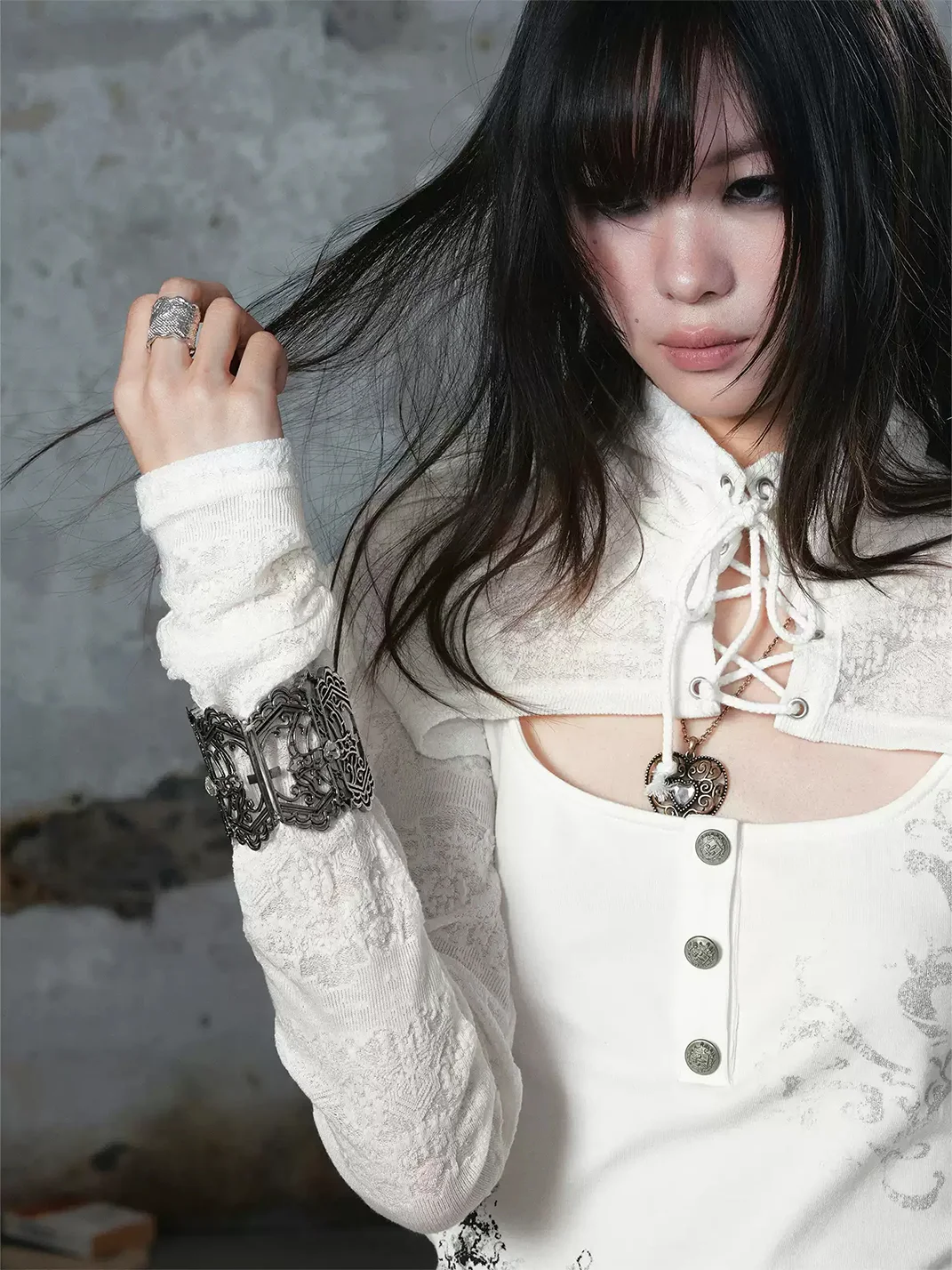 Cest Nous | Antiqued Silver Openwork Cross Bracelet