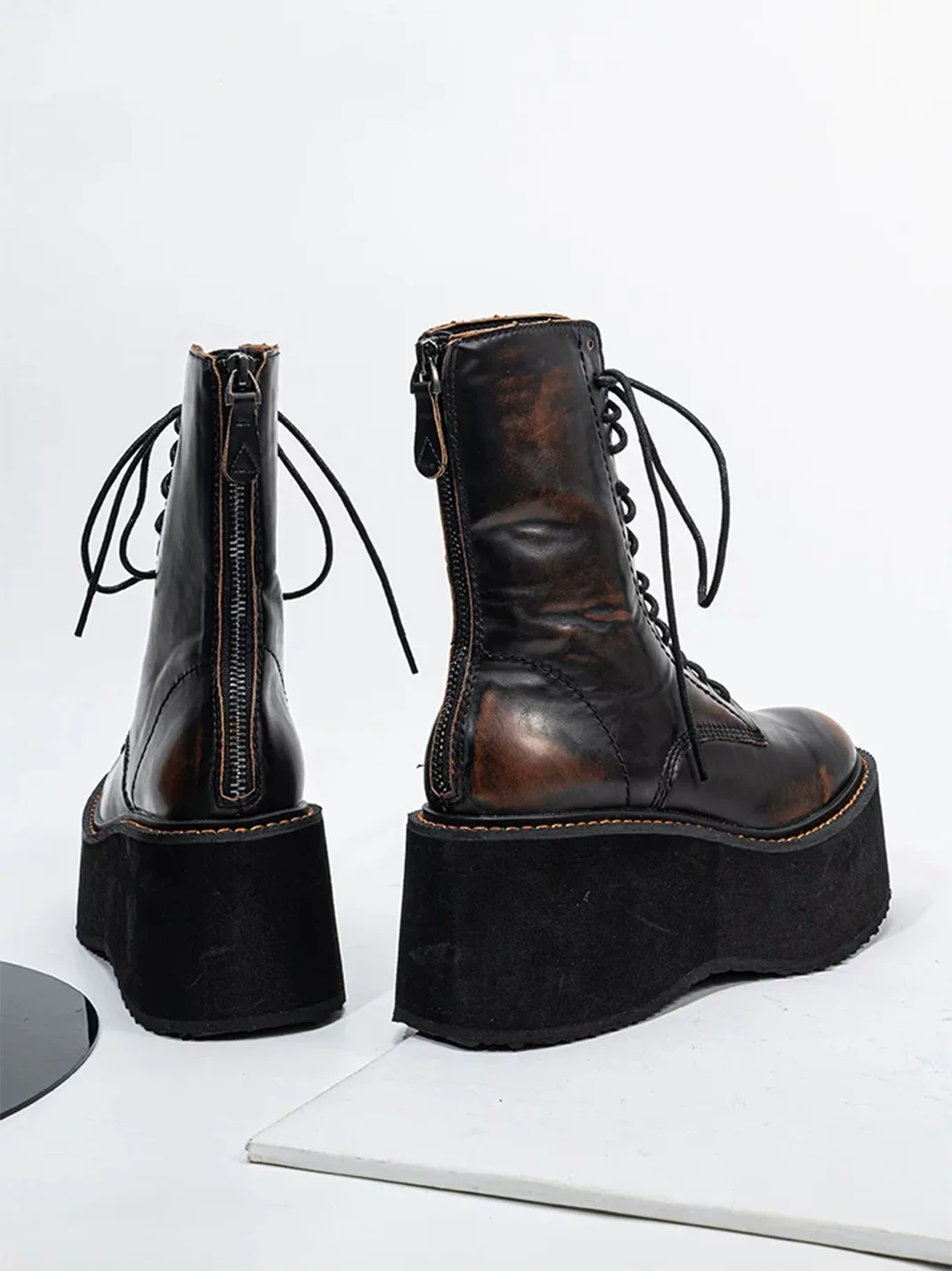 SISTER CURIE | Distressed Platform Ankle Boots