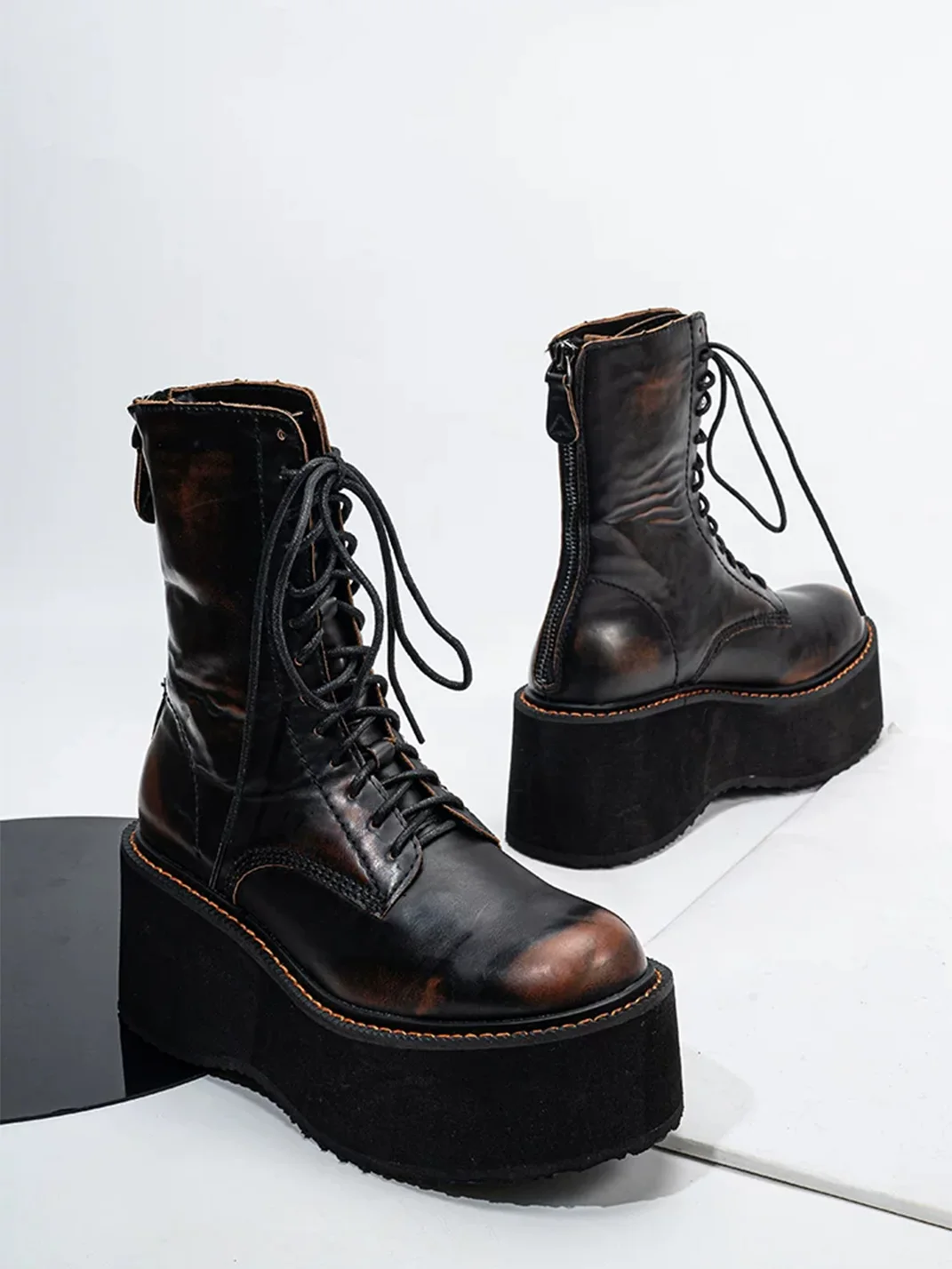 SISTER CURIE | Distressed Platform Ankle Boots