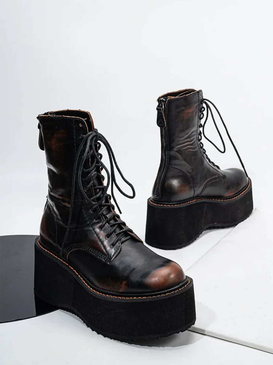 SISTER CURIE | Distressed Platform Ankle Boots - 2