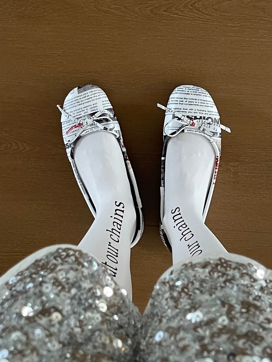 Inthemirror | Newspaper Print Pointed-Toe Heels