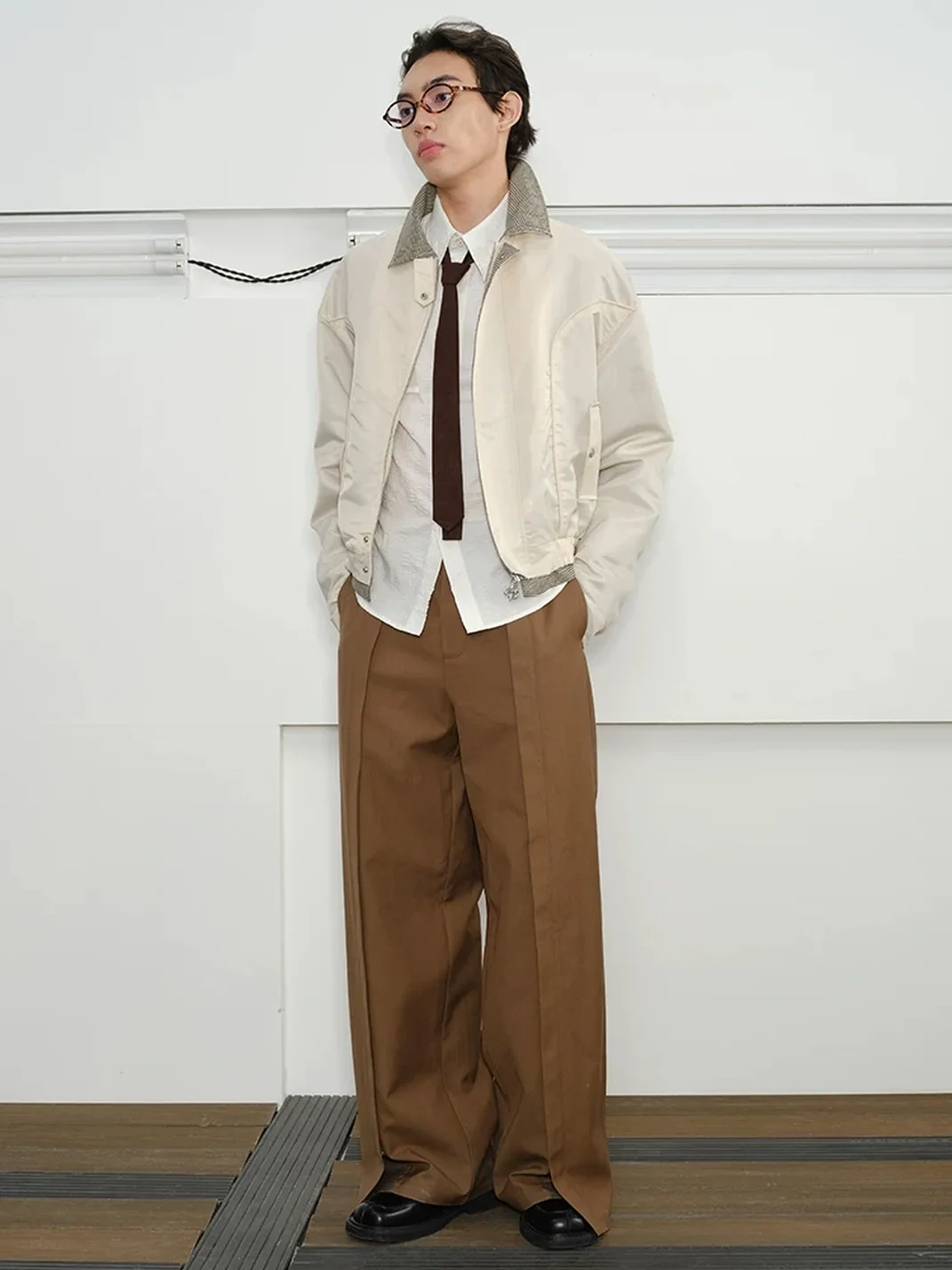 KREATE | Checkered Stand-Collar Harrington Jacket