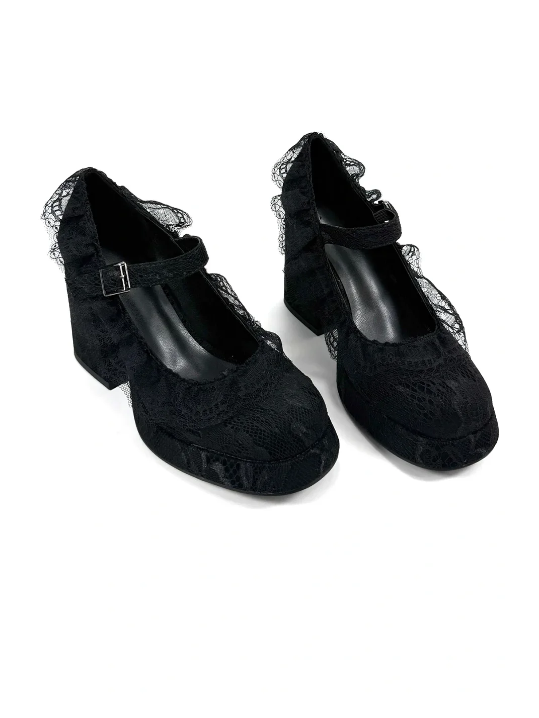 Dolly Bae | Black Lace Mary Jane Platform Heels