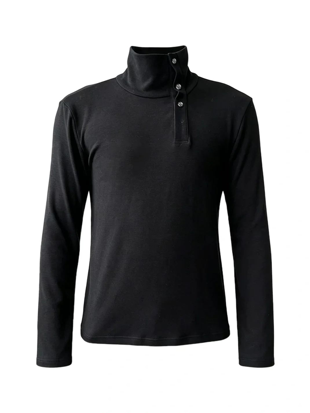 KREATE | Marled Long Sleeve Mock Neck Henley T-Shirt