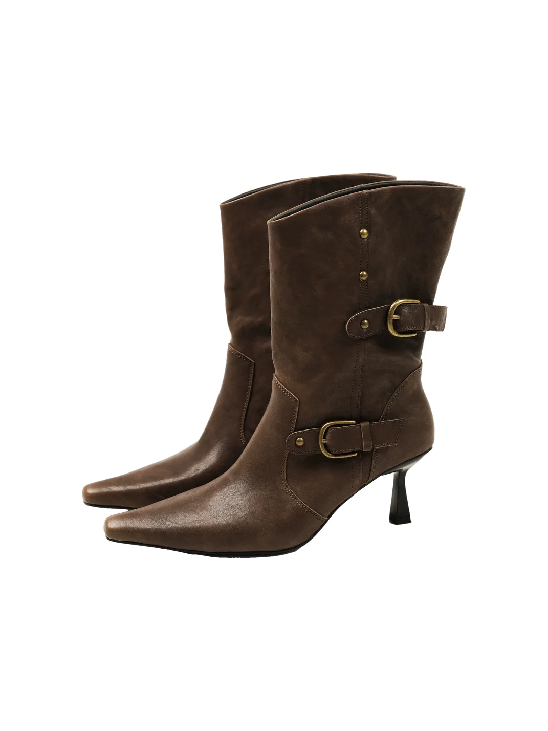 Mooreyu Atelier | Pointed Toe Buckle Stiletto Boots