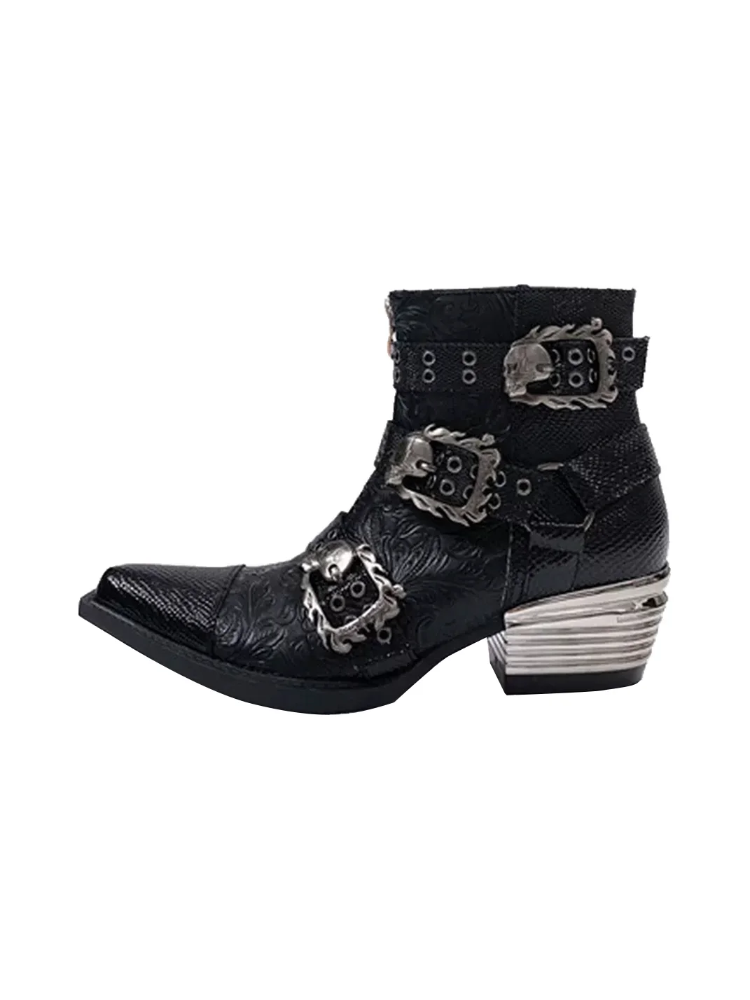 JiangGe | Pointed Toe Chelsea Boots With Studs And Skulls