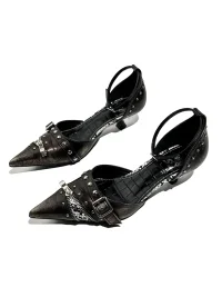 Visual focus | Studded Zip Detail Mary Jane Heels