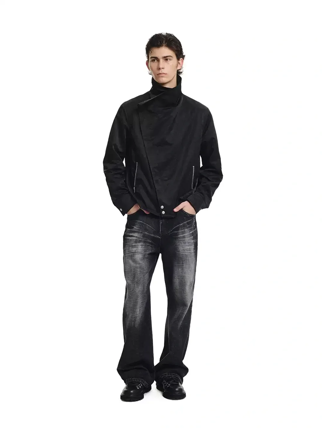 KREATE | Asymmetric Convertible Stand Collar Jacket