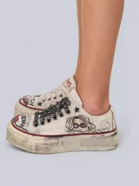 Rs by RebelSeed | Hand-Painted Graffiti Low-Top Platform Canvas Sneakers