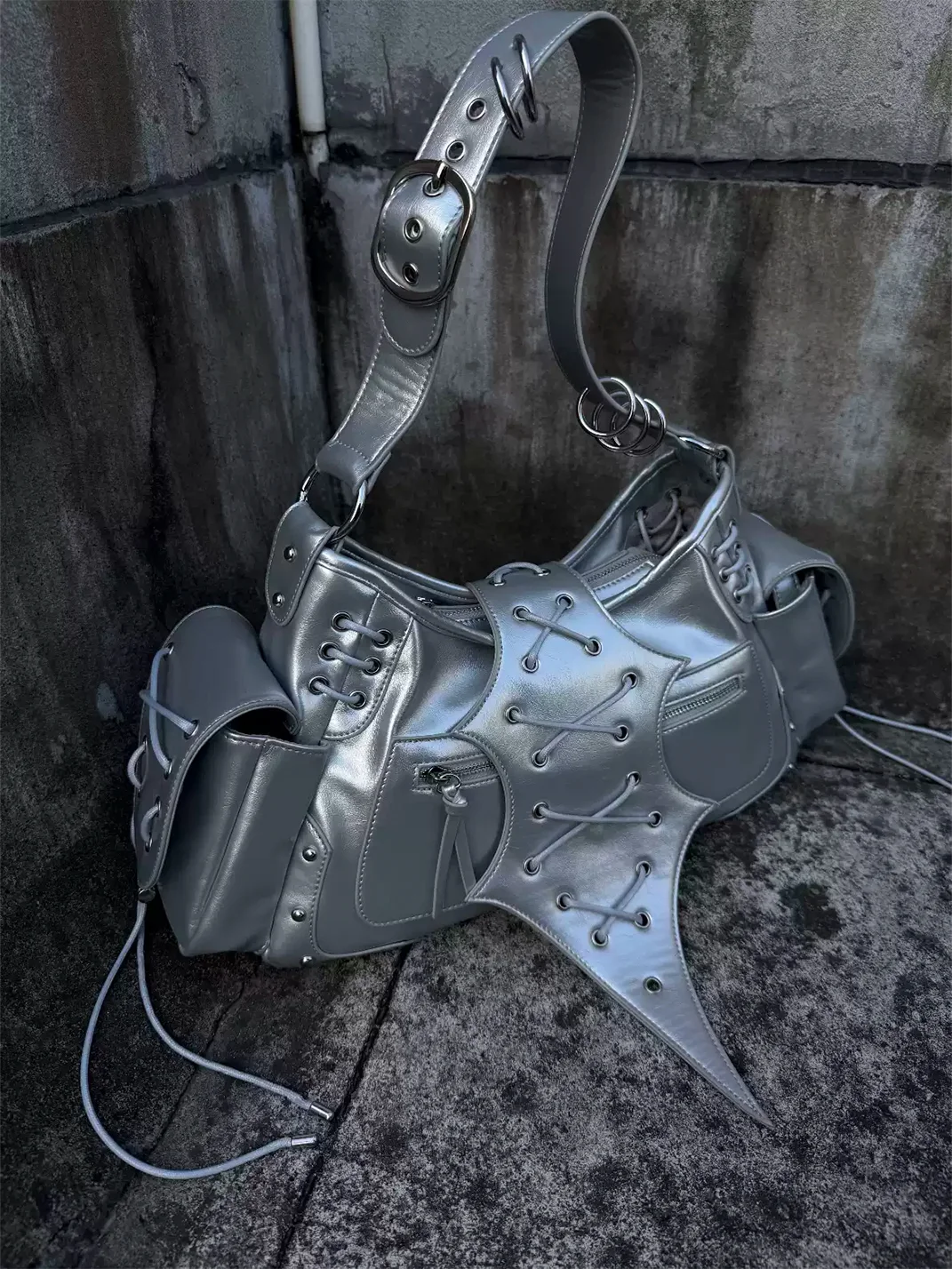 Antiphase | Punk Lace-Up Crossbody Shoulder Bag