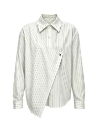 KREATE | Asymmetric Striped Long Sleeve Collared Shirt
