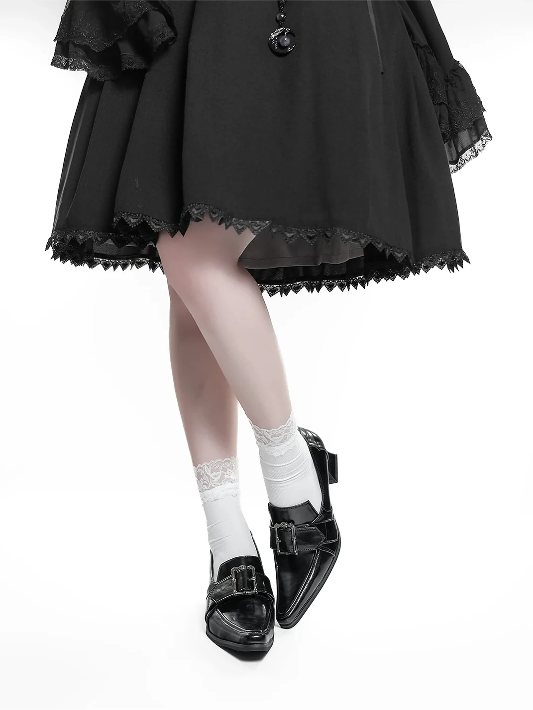 EvilStar | Gothic Black Velvet Goblet-Heel Mary Jane Shoes