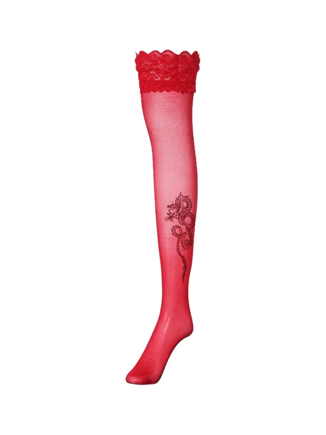 NOLA | Dragon Print Lace Over-Knee Stretch Stockings