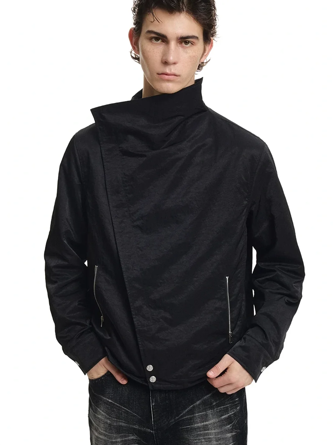 KREATE | Asymmetric Convertible Stand Collar Jacket