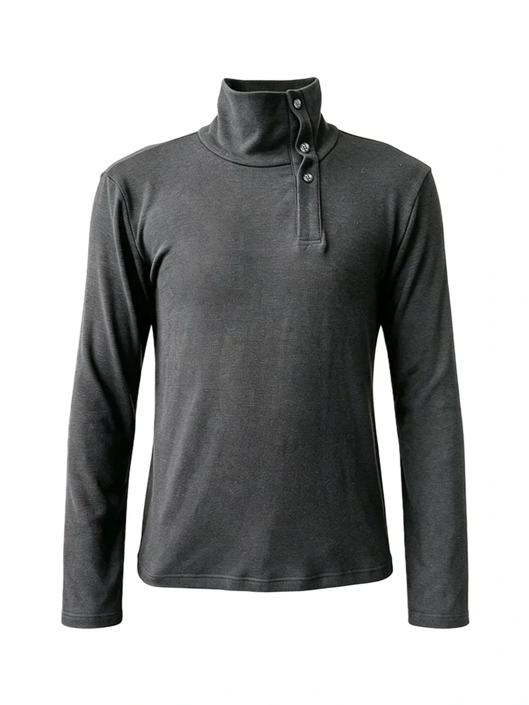 KREATE | Marled Long Sleeve Mock Neck Henley T-Shirt