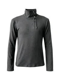 KREATE | Marled Long Sleeve Mock Neck Henley T-Shirt