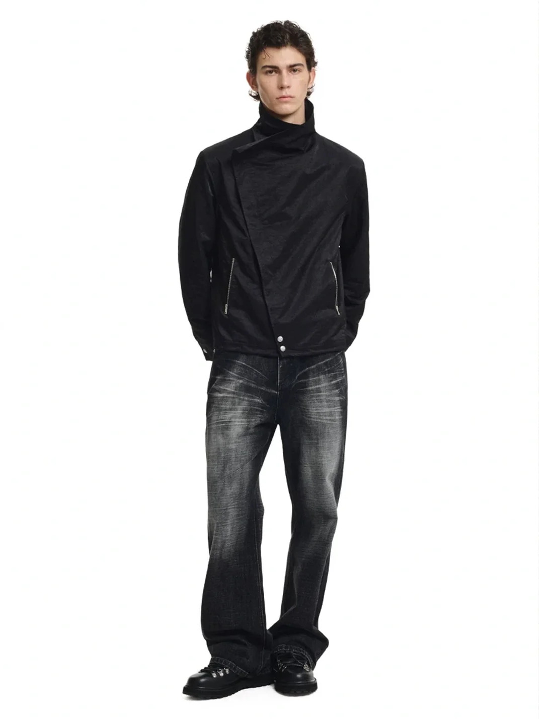 KREATE | Asymmetric Convertible Stand Collar Jacket