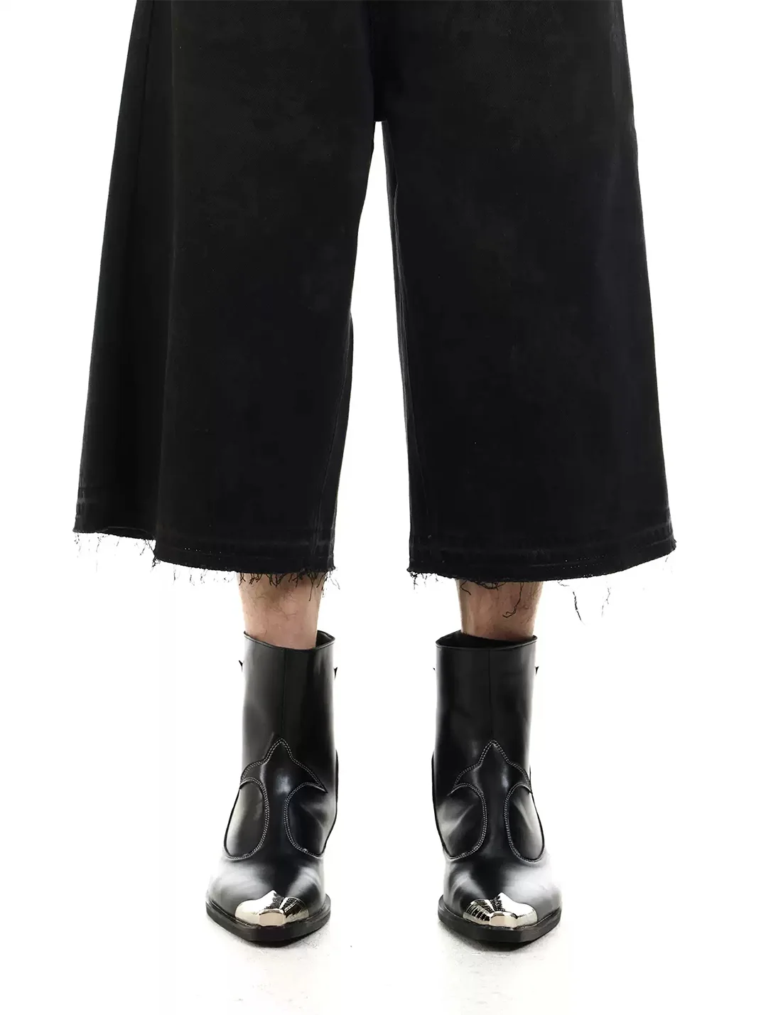 UNZIZHI | Leather Metal-Toe Pointed Western Chelsea Boots