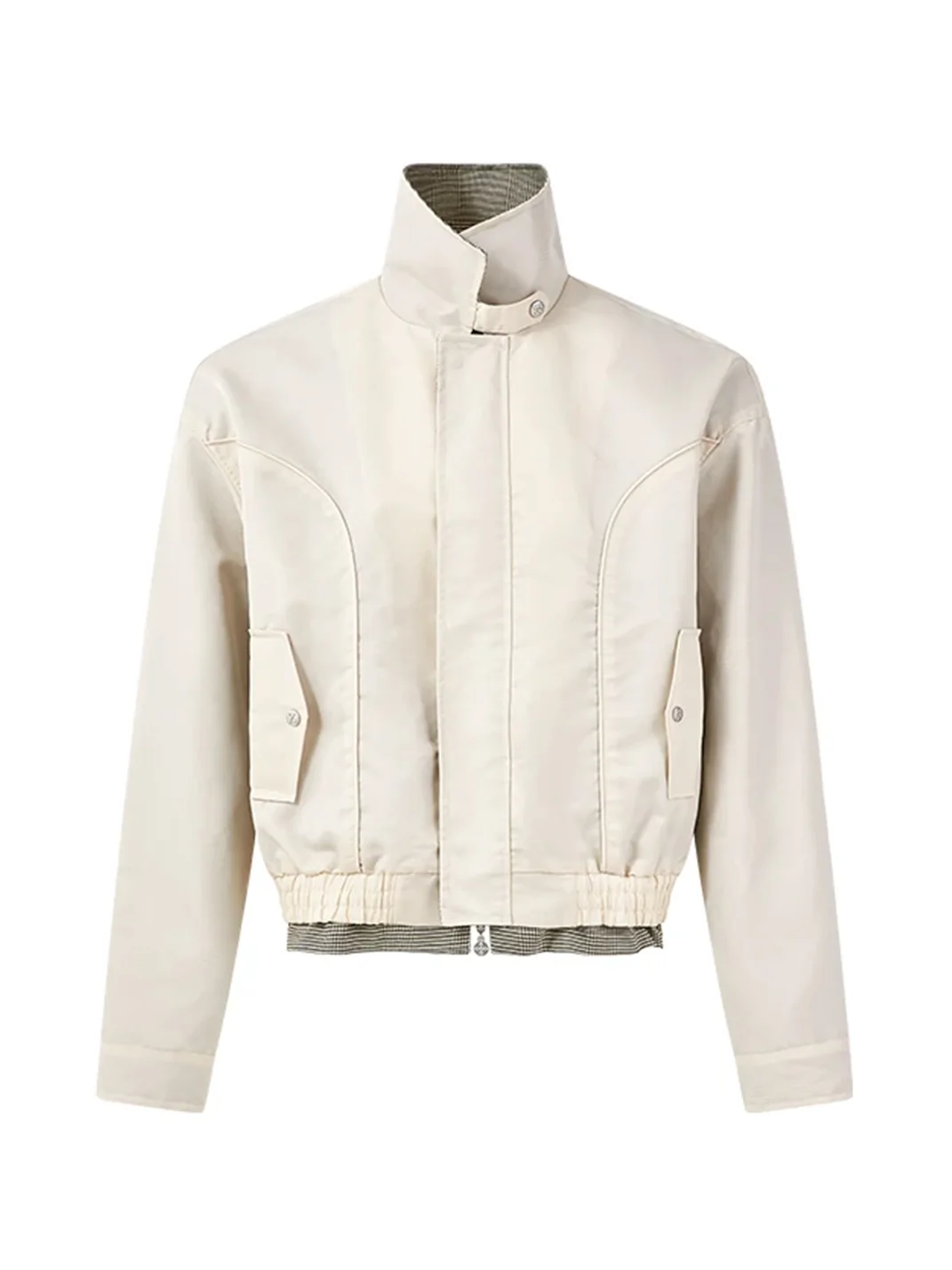 KREATE | Checkered Stand-Collar Harrington Jacket