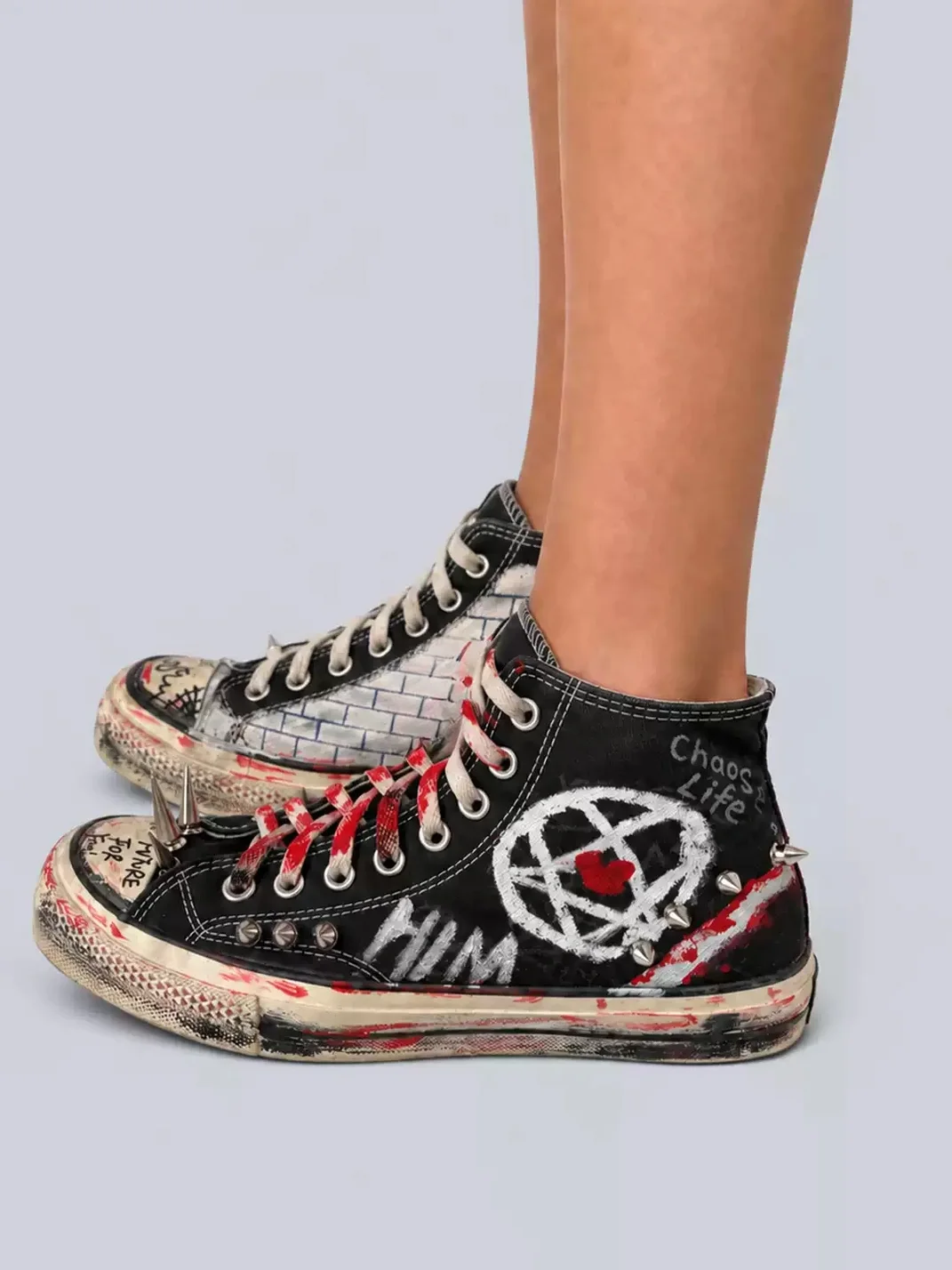 Rs by RebelSeed | Hand-Painted Distressed High-Top Canvas Sneakers