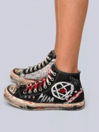 Rs by RebelSeed | Hand-Painted Distressed High-Top Canvas Sneakers