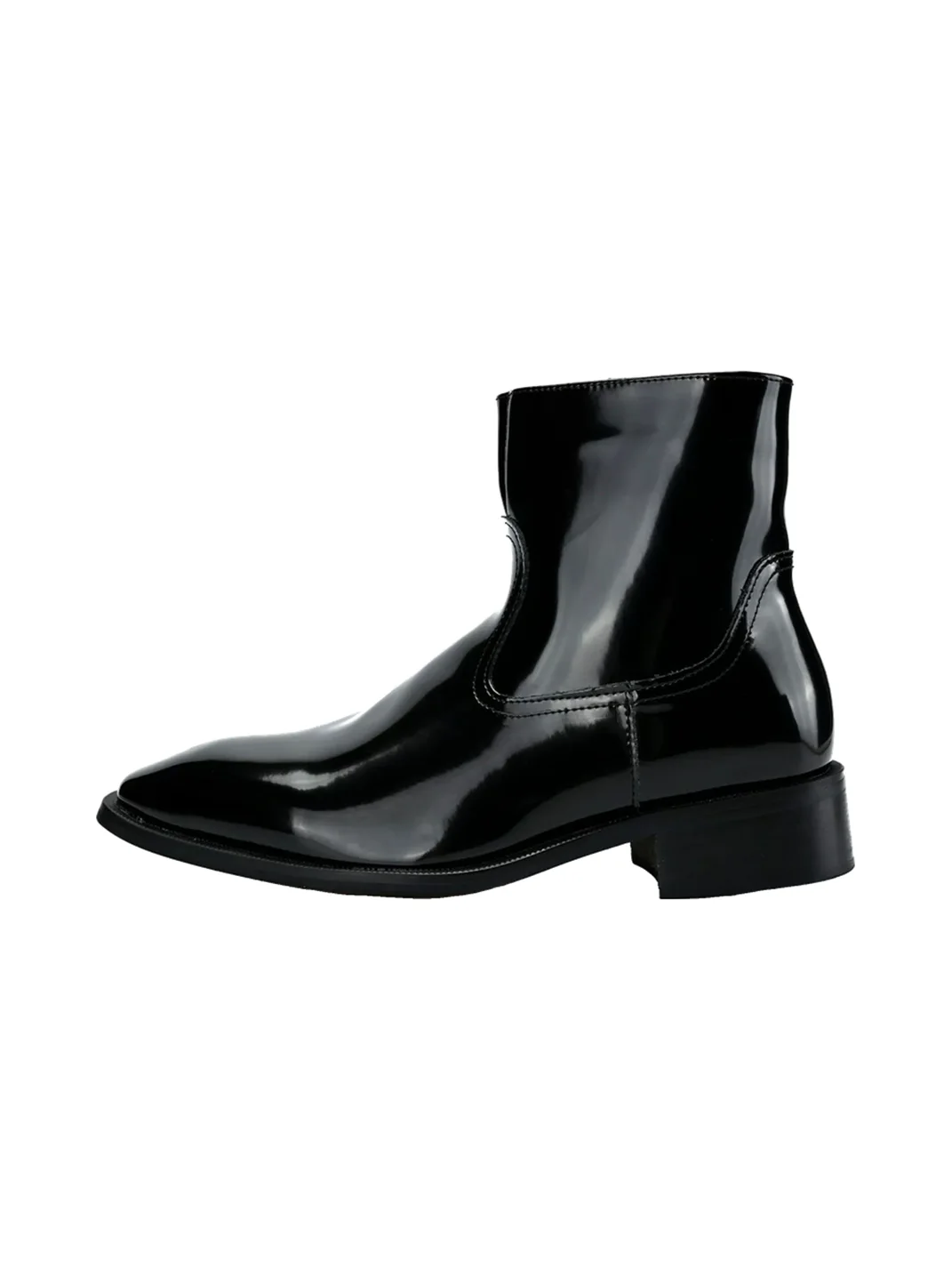 UNZIZHI | Pointed-Toe Patent Thick-Sole Chelsea Boots