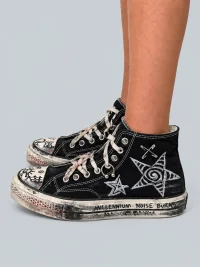 Rs by RebelSeed | Hand-Painted Distressed High-Top Canvas Sneakers