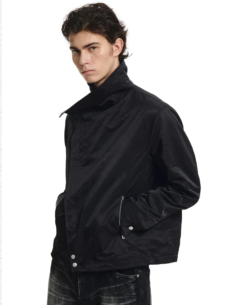 KREATE | Asymmetric Convertible Stand Collar Jacket - 4