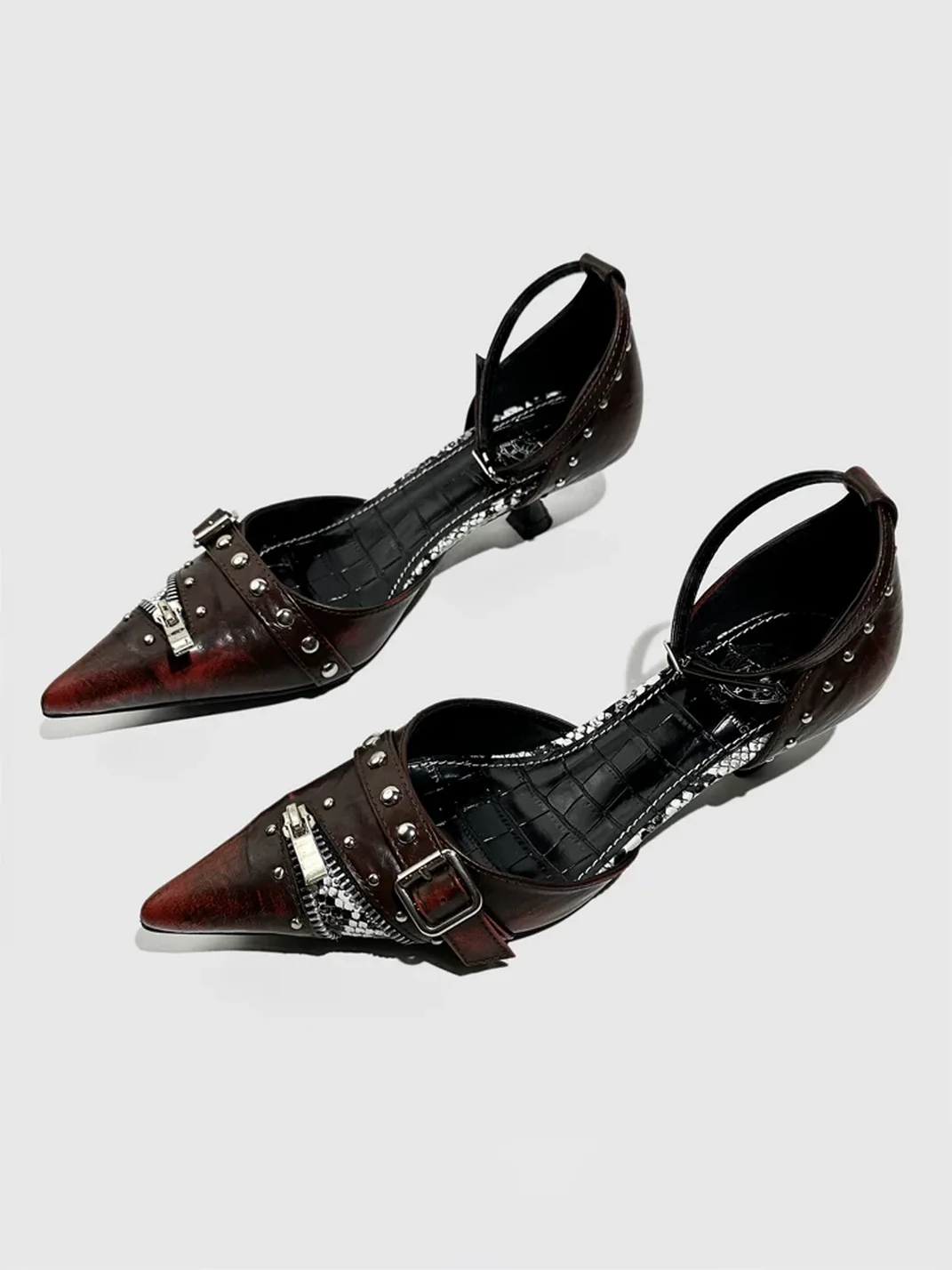 Visual focus | Studded Zip Detail Mary Jane Heels
