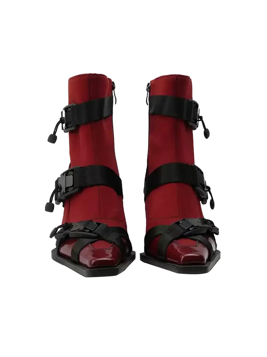 Colorful Bridge | Square-Toe Magnetic Buckle Webbing Ankle Boots