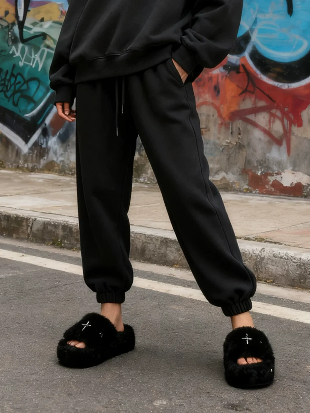 MMLQJD | Studded Plush Platform Slippers