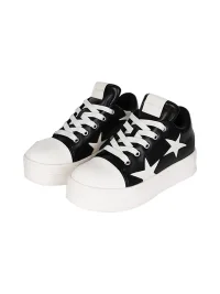 Kaalixto | Black And White Low-Top Platform Skate Shoes