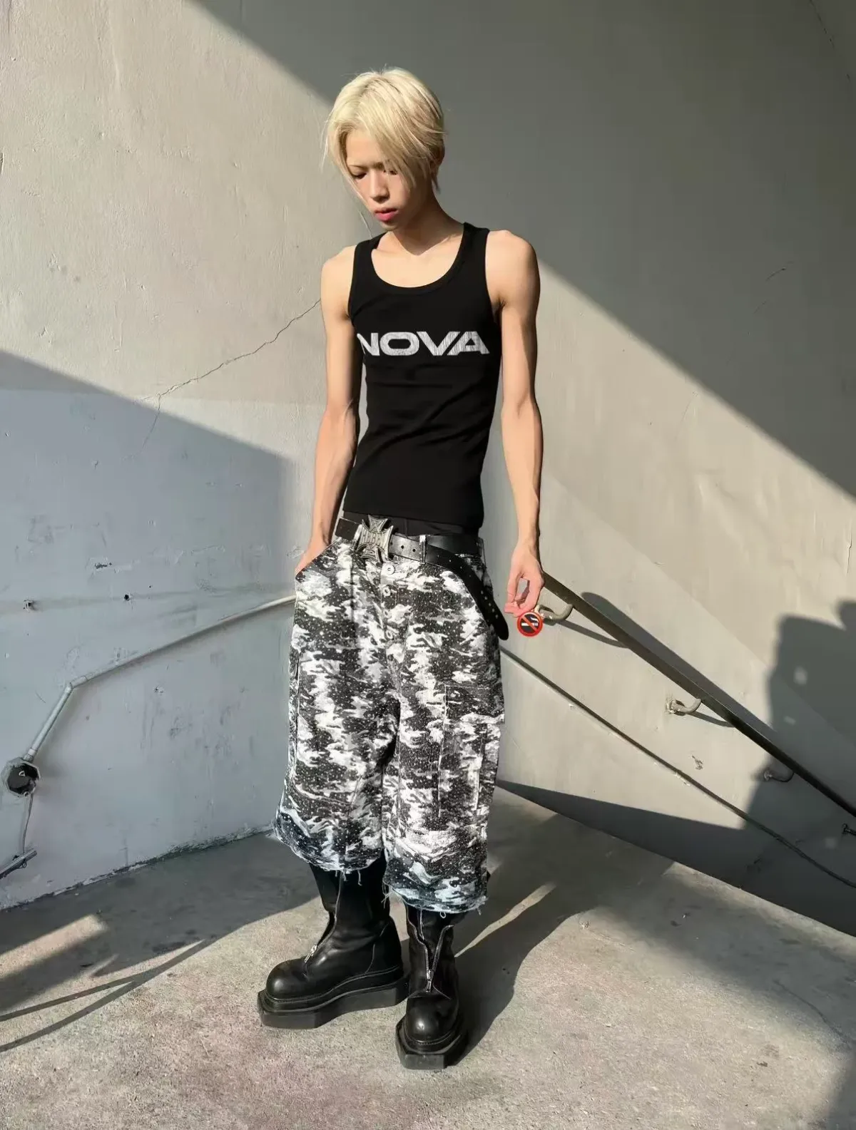 BE A DEVIL | Punk Graphic Ribbed Slim-Fit Tank Top