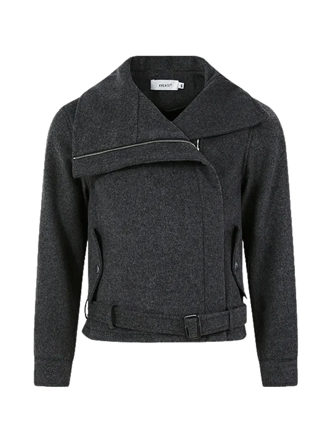KREATE | Boxy Wool Jacket With Asymmetric Zipper