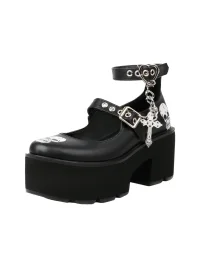 Buyfancy | Skull Print Platform Mary Janes With Detachable Cross