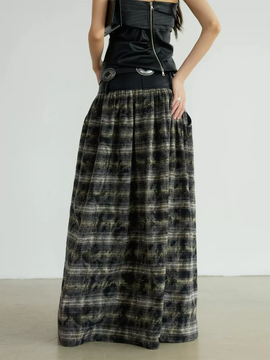 Jnylon studios | Low-Rise Distressed Plaid Maxi Skirt - 2