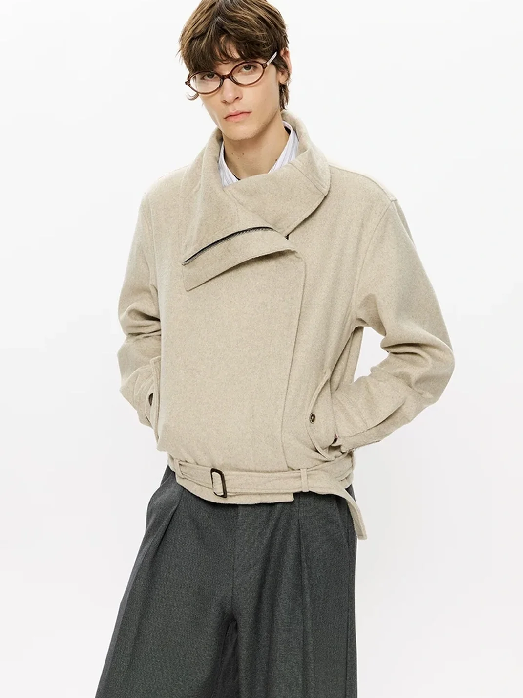 KREATE | Boxy Wool Jacket With Asymmetric Zipper
