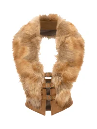 JYOSEI | Faux Suede Open-Back Faux Fox Fur Collar Vest