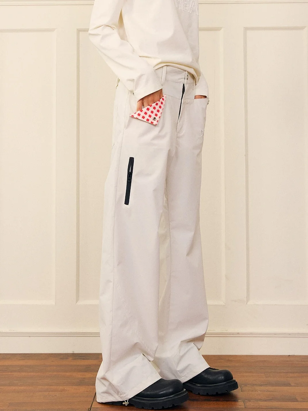DONSMOKE | Checkerboard Asymmetric-Zip Hardshell Jacket And Pants Set