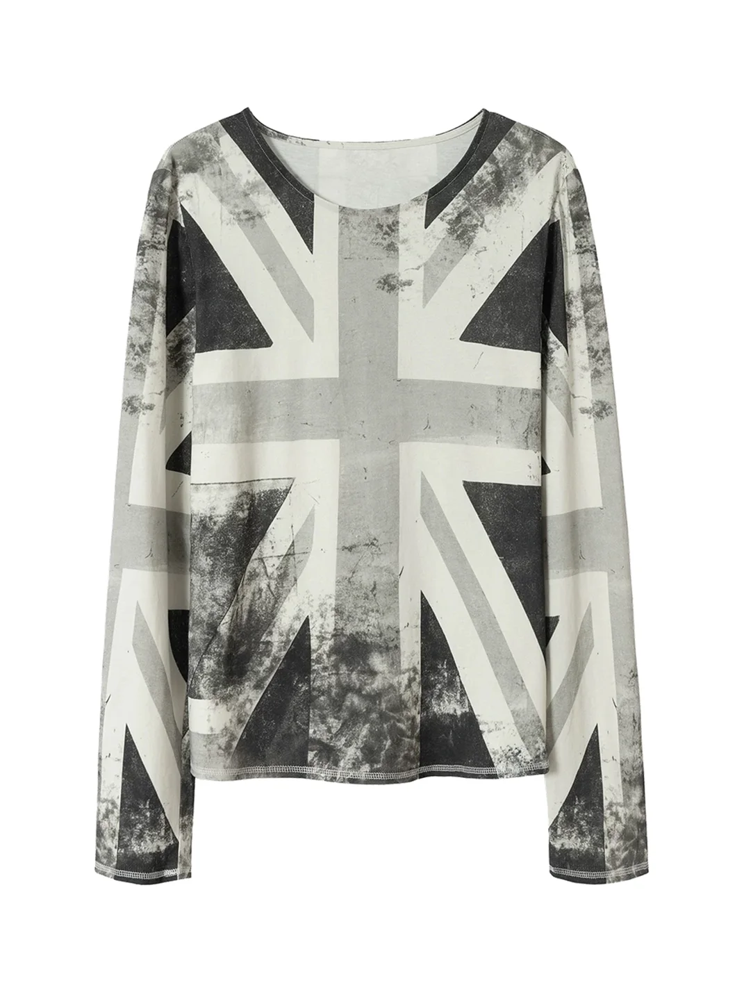 NASTYHUB | Slim Fit Union Jack Print Long Sleeve Top