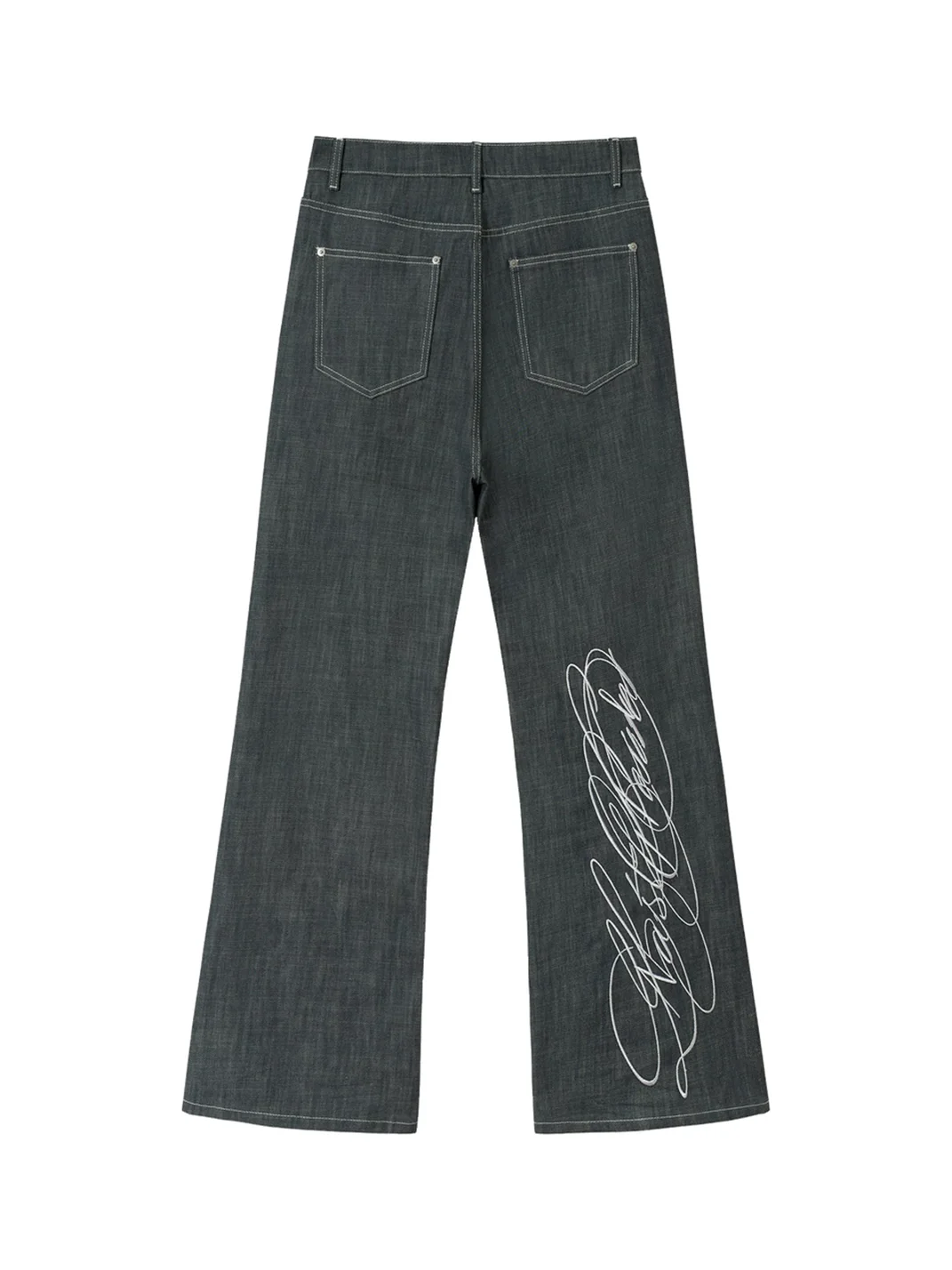 NASTYHUB | Embroidered Button Front Slight Flare Jeans