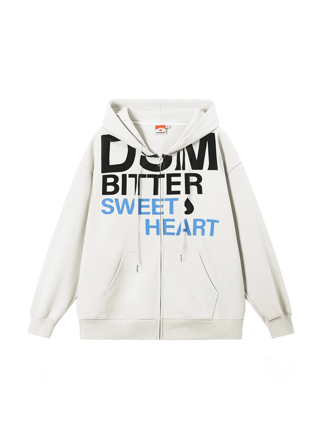 DONSMOKE | Set-In Shoulder Letter Print Zip-Up Hoodie