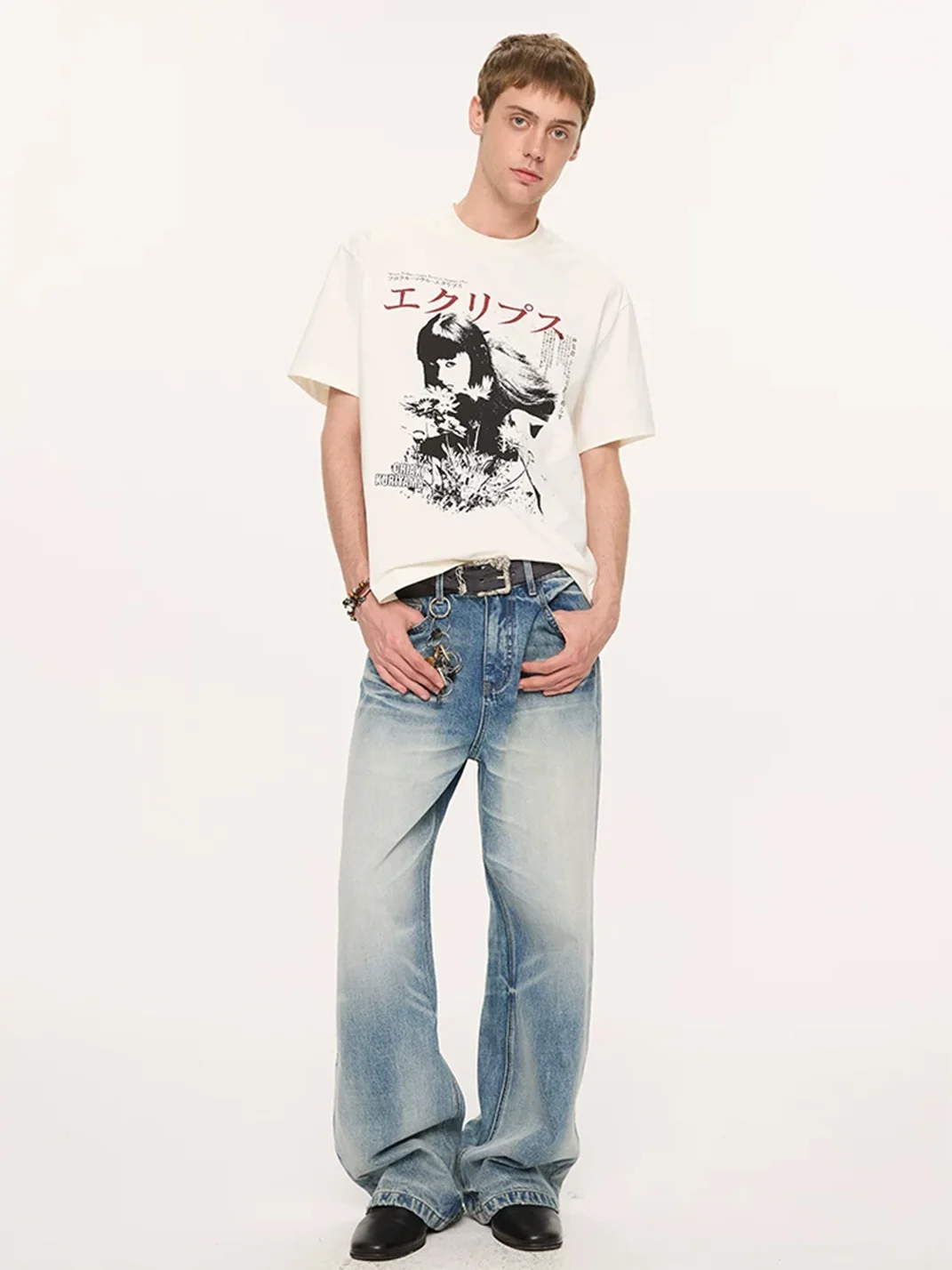 KREATE | Vintage Portrait Floral Print Short Sleeve T-Shirt