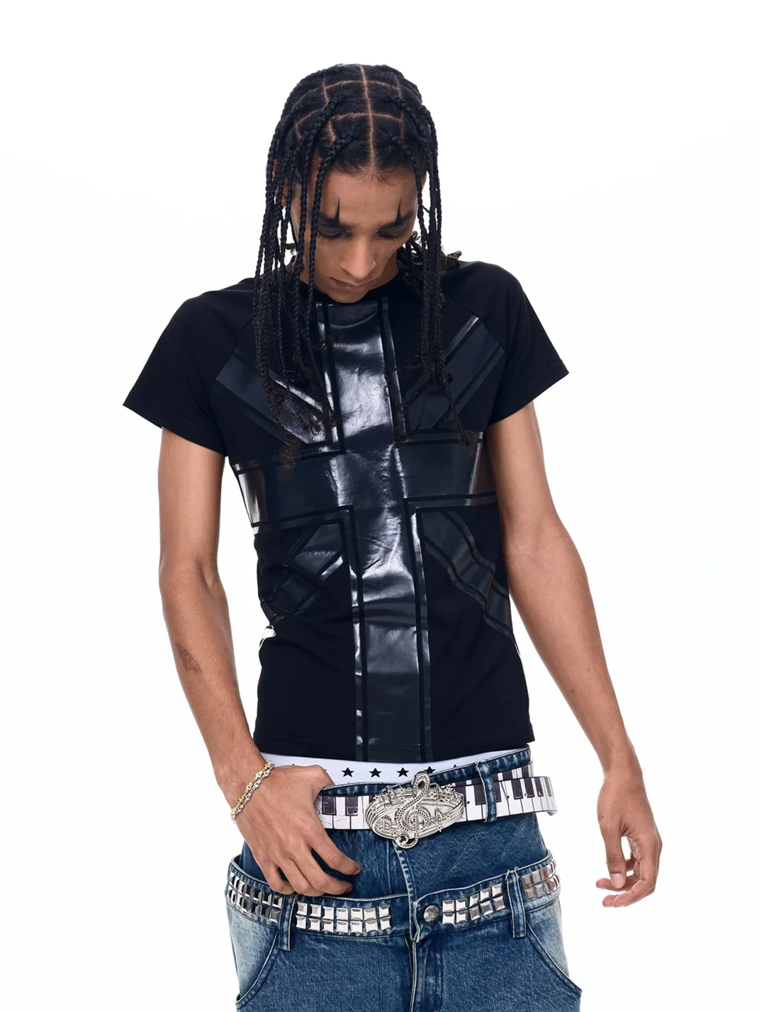 Fourth3ex | Cross Print Crew Neck Short Sleeve T-Shirt