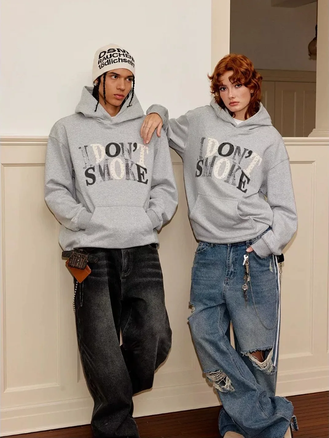 DONSMOKE | Boxy Lace Polka Dot Floral Applique Hoodie